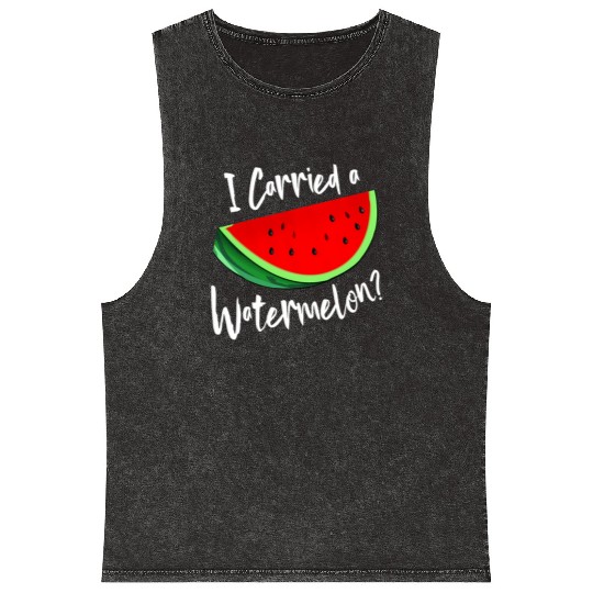 I Carried A Watermelon Tropical Summer Vibes Fruit Mineral Wash Tank Tops