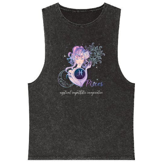 Pisces Zodiac Sign Pisces Horoscope Astrology Mineral Wash Tank Tops