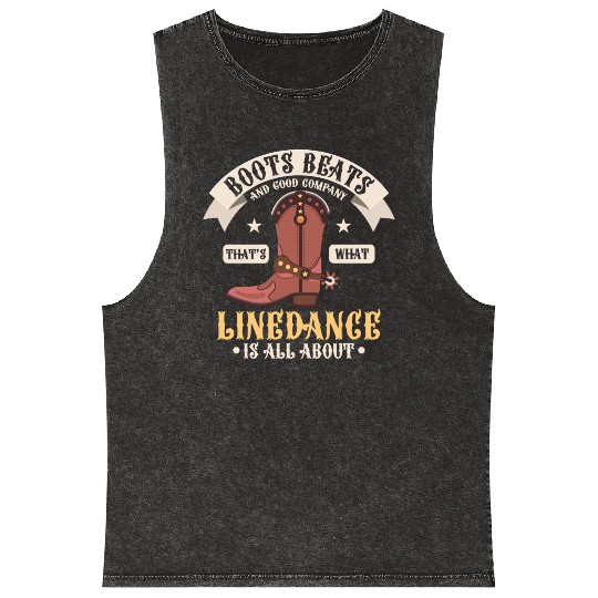 Line Dance Boots Beats Good Company Western Countr Mineral Wash Tank Tops