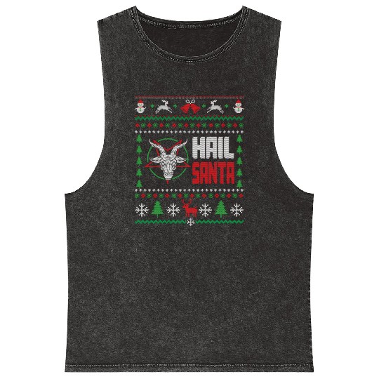 Hail Santa Ugly Mineral Wash Tank Tops
