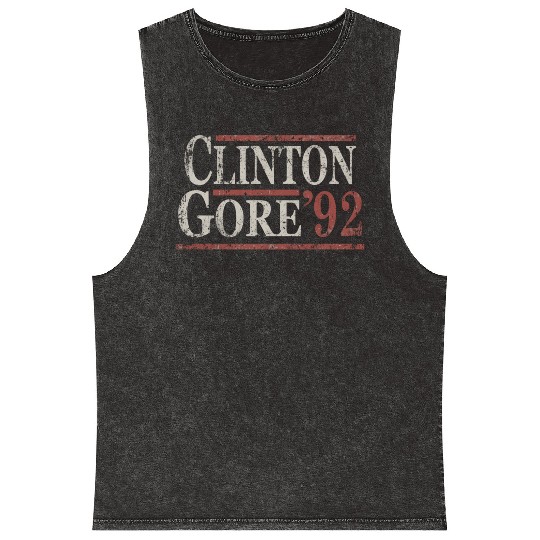 Distressed Bill Clinton Al Gore 1992 Mineral Wash Tank Tops