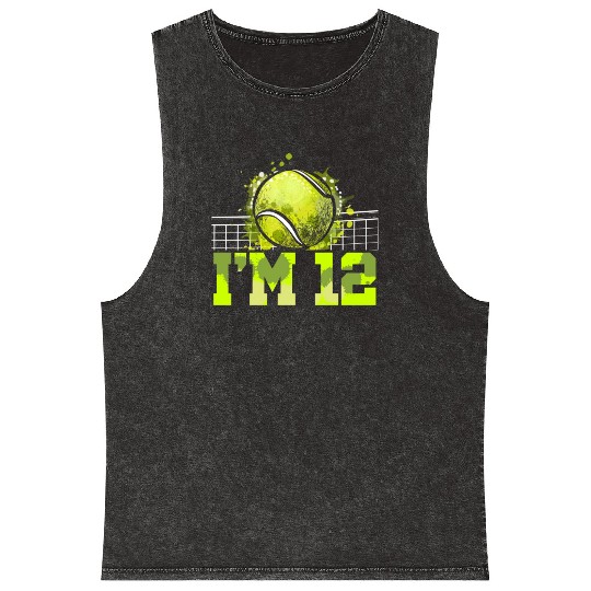 I'm 12 Racket Sports Tennis Player Kid 12th Mineral Wash Tank Tops