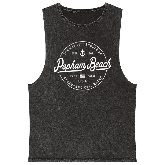 Nautical Anchor Popham Beach Maine Travel Vacation Mineral Wash Tank Tops