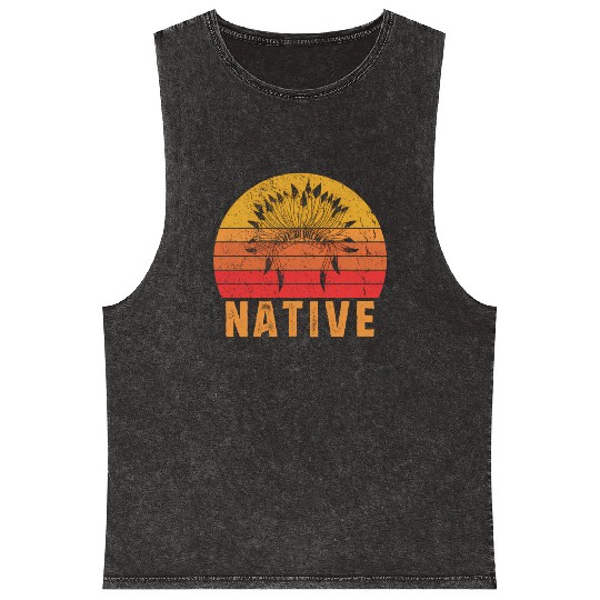 Native American Pride Native Indian Mineral Wash Tank Tops