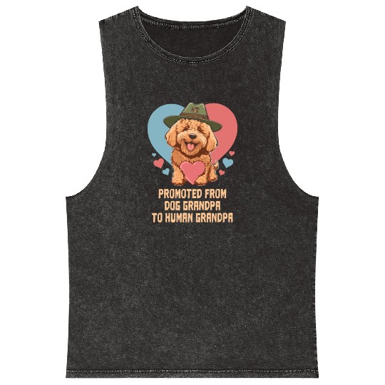 Promoted From Dog Grandpa To Human Grandpa Mineral Wash Tank Tops
