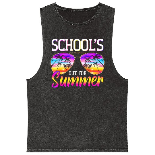Last Day Of School Schools Out For Summer Teacher Mineral Wash Tank Tops