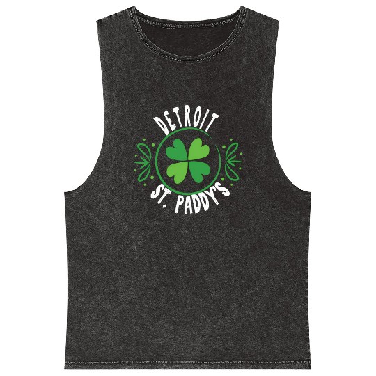 Detroit St PatricDay St Paddys 313 Area Code Mineral Wash Tank Tops