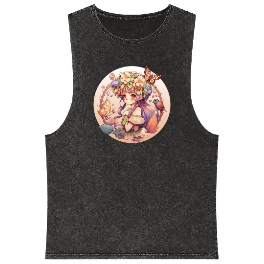Cottagecore Fairy Girl Fantasy Goblincore Forest F Mineral Wash Tank Tops