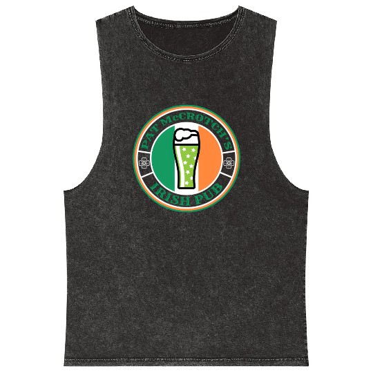 Pat Mccrotch'S Irish Pub Green Beer St Patric Day Mineral Wash Tank Tops