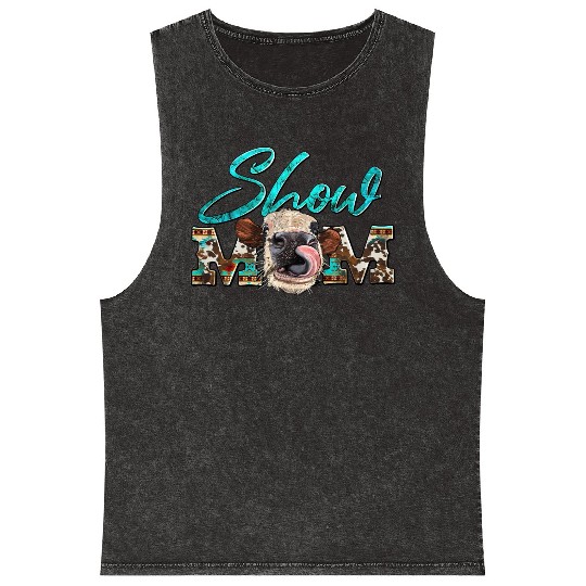 Show Mom Cowhide Heifer Funny Cow Western Farmer Mineral Wash Tank Tops