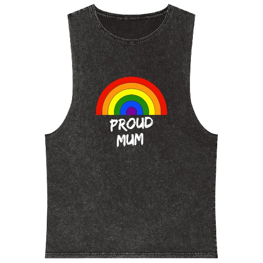 Proud LGBT Mum Love Fun Mothers Day Gay Pride Mont Mineral Wash Tank Tops