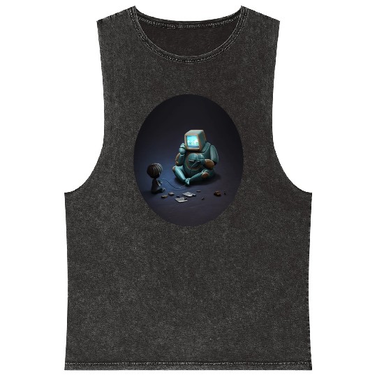 gamer robot nanny Funny Gift Mineral Wash Tank Tops