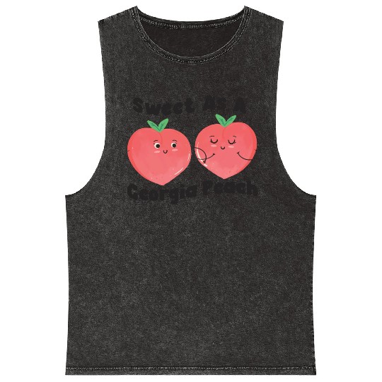 Sweet As A Georgia Peach Cute Funny Southern Mineral Wash Tank Tops