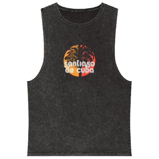 Santiago de Cuba Artistic Vacation Souvenir Palm Mineral Wash Tank Tops