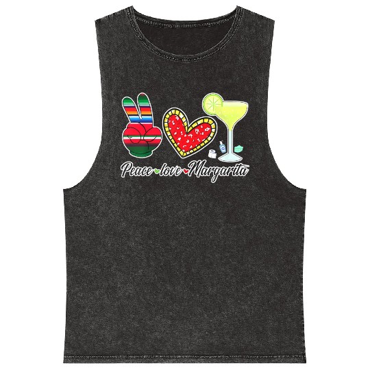 Peace Love Margarita for Plus Size Mineral Wash Tank Tops