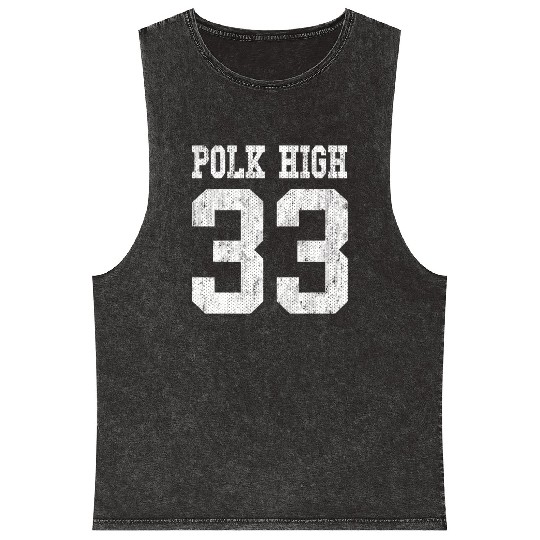 Polk High School Football Jersey 33 Aged Look Mineral Wash Tank Tops
