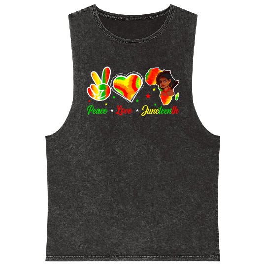 Peace Love Junenth 1865 Emancipation Day Black His Mineral Wash Tank Tops
