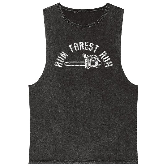 Lumberjack Chainsaw Chop Wood Mineral Wash Tank Tops