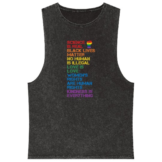 Science Is Real Black Lives Matter Lgbt Blm Fist Mineral Wash Tank Tops