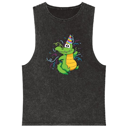 Alligator Party Reptile Animal Crocodile Mineral Wash Tank Tops