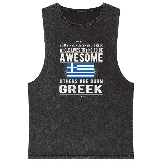 Awesome Greek Flag Greece Greek Roots Mineral Wash Tank Tops
