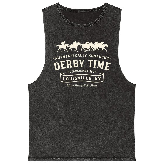 Derby Time Louisville Kentucky Horse Racing Mineral Wash Tank Tops