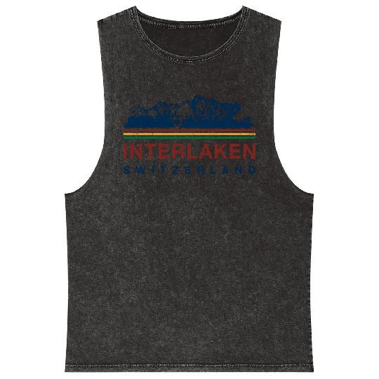 Switzerland Interlaken Swiss Mountain Climbing Mineral Wash Tank Tops