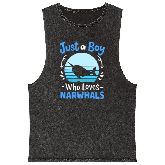 Narwhals Whales Narwhal Lover Retro Mineral Wash Tank Tops
