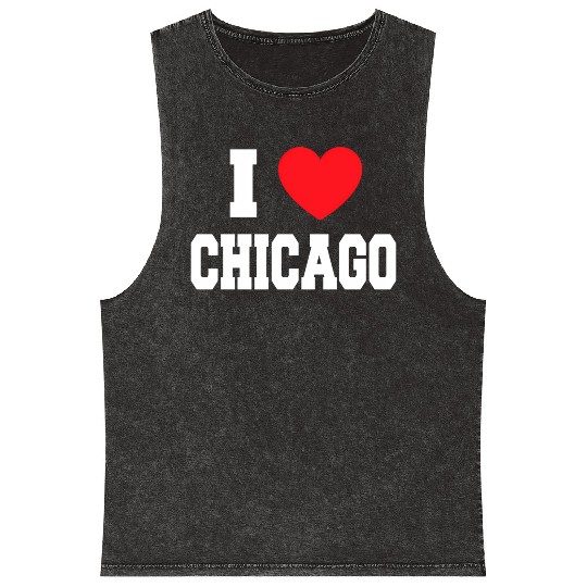 I Love Chicago Mineral Wash Tank Tops