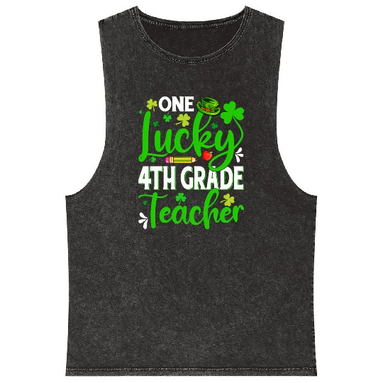 Saint Patrick'S Day One Lucky 4Th Grade Teacher Mineral Wash Tank Tops