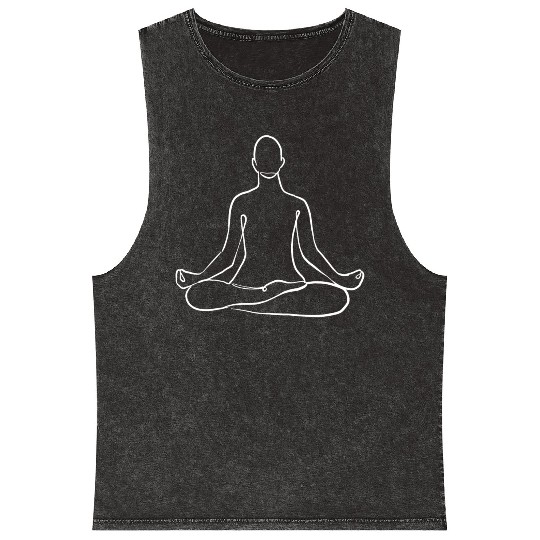 Yoga Teacher Namaste One Line Meditation Buddhism Mineral Wash Tank Tops