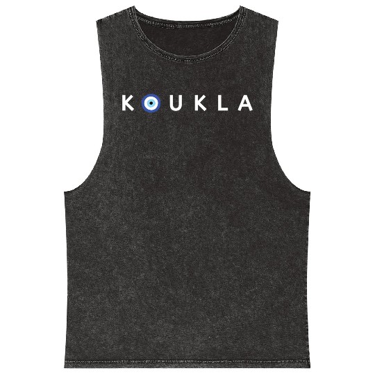 Koukla Evil Eye Greek Greek Pride Greece Mineral Wash Tank Tops