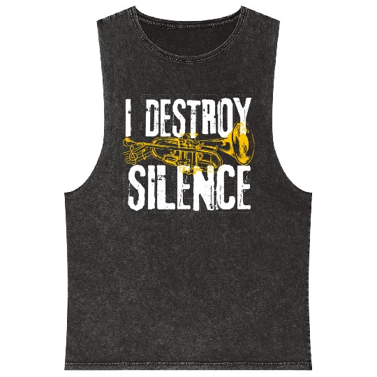 Trumpet Player Marching Band Silence Destroyer Mineral Wash Tank Tops