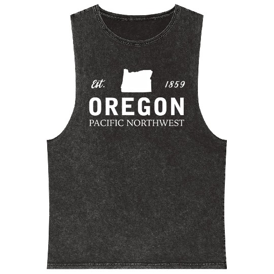 Oregon Est 1859 Pacific Northwest Us Flag Mineral Wash Tank Tops