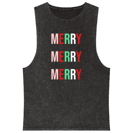 Merry Merry Merry Mineral Wash Tank Tops