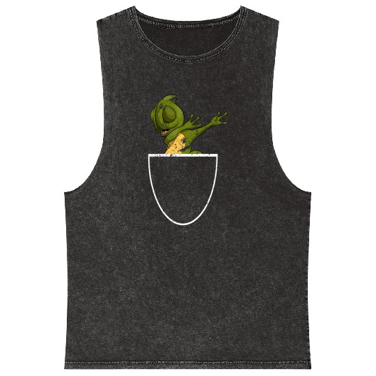 Dabbing Lizard Reptile Animal Pocket Chameleon Mineral Wash Tank Tops