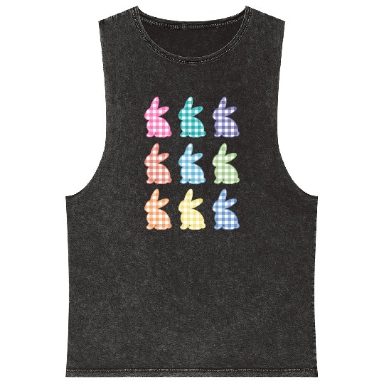 Easters For Plaid Easter Bunny Gingham Mineral Wash Tank Tops
