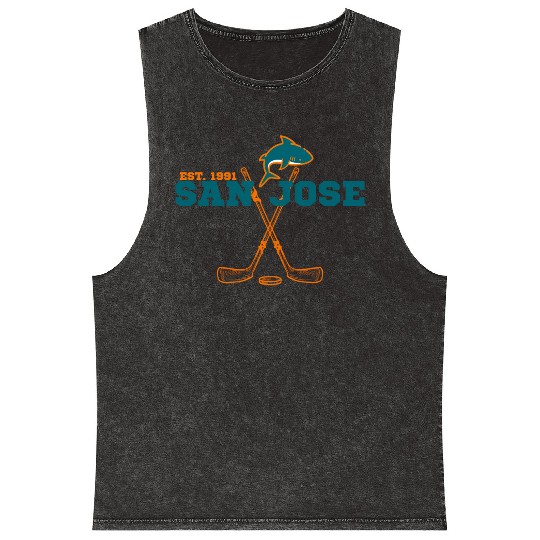 San Jose Est 1991 Sports Team Novelty Athletic Mineral Wash Tank Tops