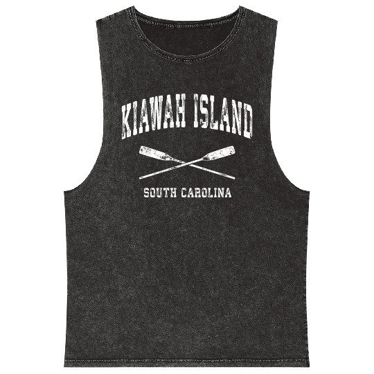 Kiawah Island South Carolina Nautical Crossed Oars Mineral Wash Tank Tops