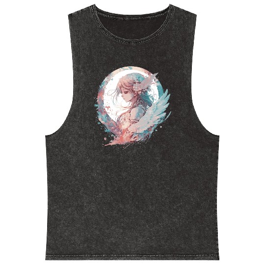 Watercolor Anime Fairy Cute Fairycore Pastel Goth Mineral Wash Tank Tops