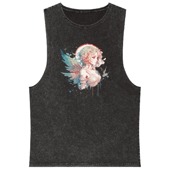 Anime Fairy Portrait Girl Fairycore Grunge Pastel Mineral Wash Tank Tops