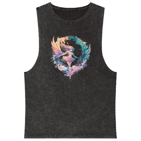 Watercolor Fairy Girls Fairycore Pastel Goth Butte Mineral Wash Tank Tops
