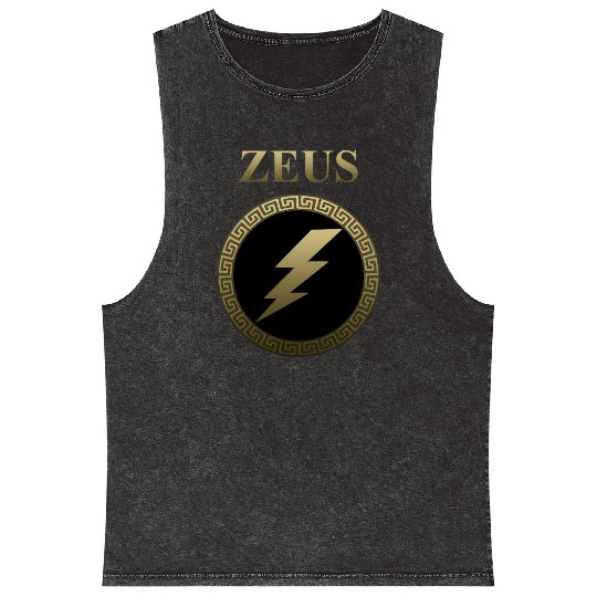 Zeus Ancient Greek God Thunderbolt Mineral Wash Tank Tops