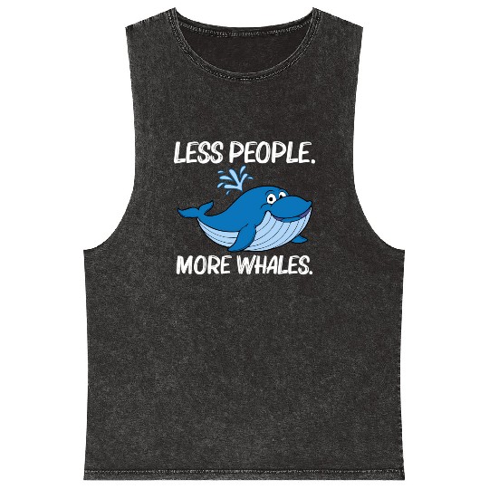 Whale For Orca Narwhal Blue Whales Mineral Wash Tank Tops