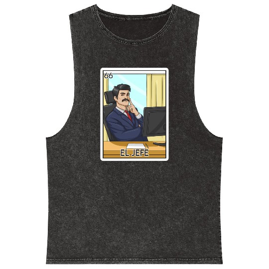 El Jefe The Boss Card Mecan Lottery The Chief Mineral Wash Tank Tops