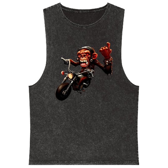 Zombie Raider Monkey Rockstar Mineral Wash Tank Tops