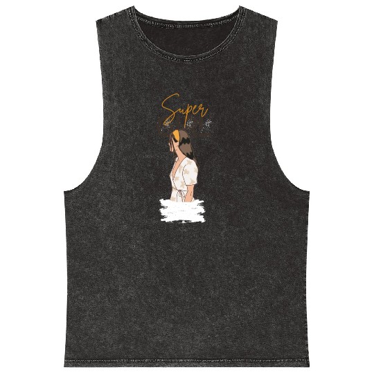 SUPER GIRL Mineral Wash Tank Tops