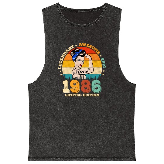 36 Legendary Since 1986 Awesome 36Th Mineral Wash Tank Tops