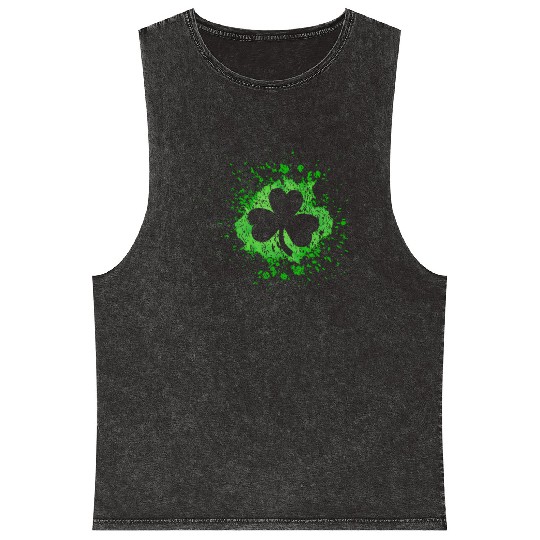 2-Sided Erin Go Bragh Shamrock Celtic Knot And Mineral Wash Tank Tops
