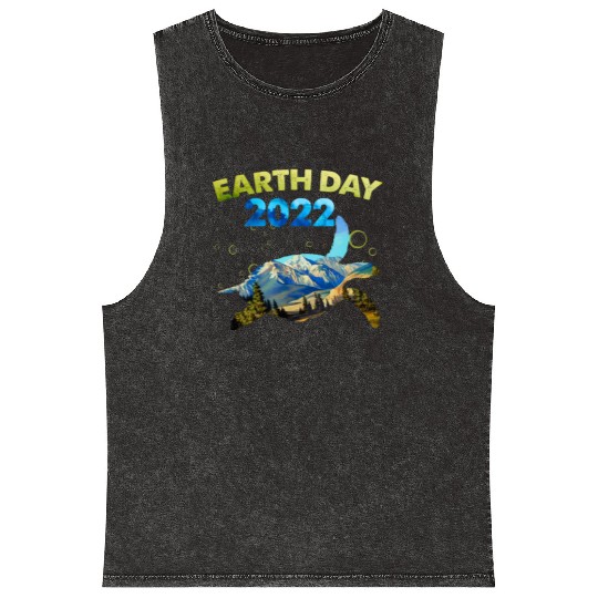 Sea Turtle Earth Day Everyday 2022 Planet World Mineral Wash Tank Tops